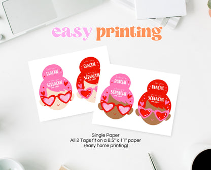 Editable Valentine Srunchie Tag, Scrunchie Labels, Classroom Valentine Cards, Scrunchie Favor Tag, Valentine's Day Card, Valentine Hair Gift