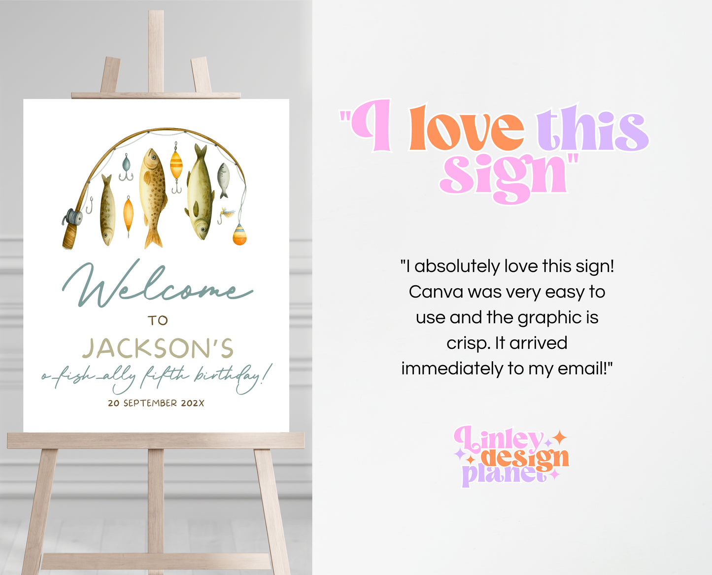 Editable Fishing Birthday Welcome Sign Poster O Fish Ally The Big One Gone Fishing Blue Boy Printable Digital Outdoor Party Decor BBP18