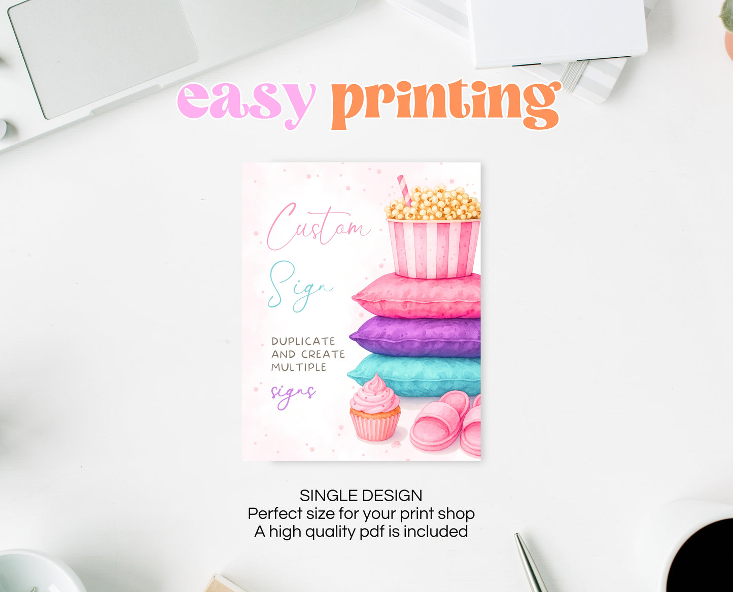 Editable Slumber Party Table Sign Custom Spa Sleepover Glamping Theme Pink Tween Teen Printable Signage Template Instant Download GBP52
