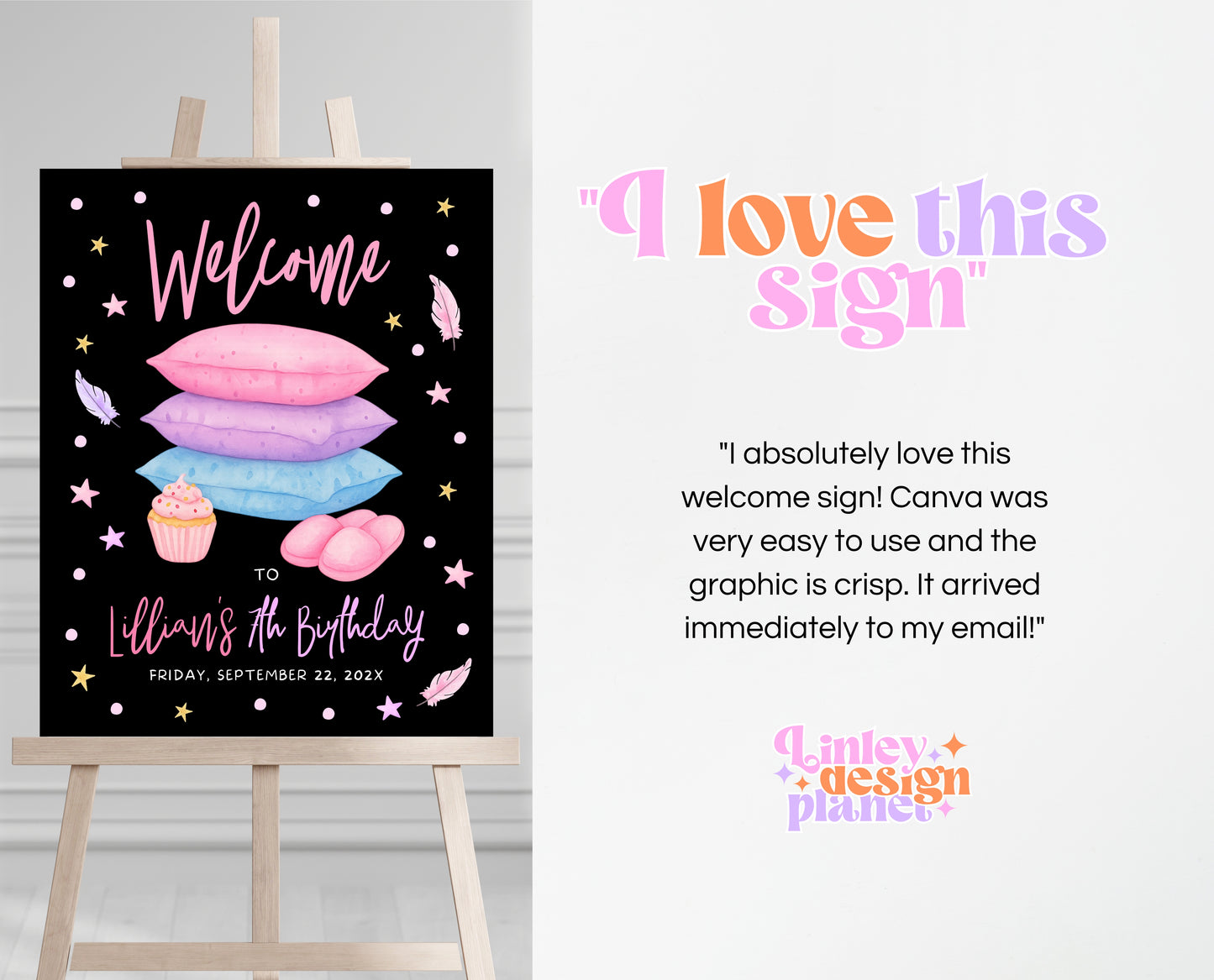 Editable Sleepover Party Welcome Sign Pink Glamping Spa Slumber Tween Teen Birthday Poster Banner Printable Template Instant Download GBP53