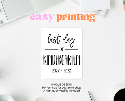 Editable First Day of Kindergarten Sign, Printable Simple Kindergarten Sign, Minimalist Modern Starting Kindergarten Sign, Instant Download