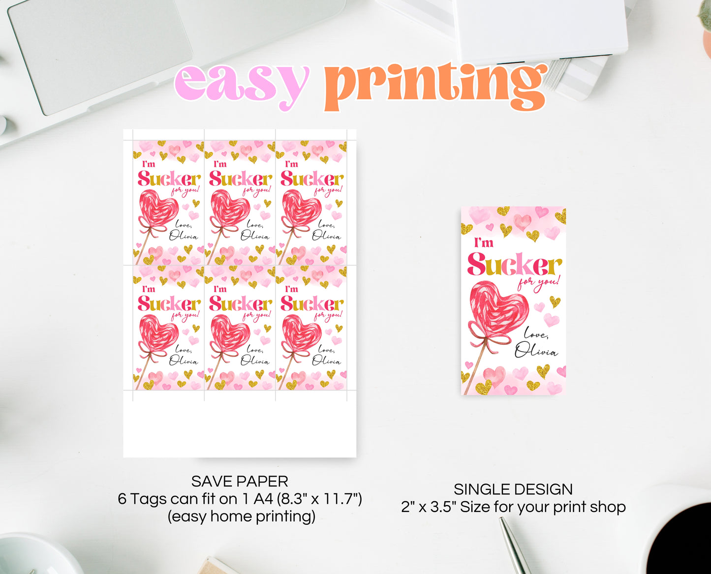 Editable Lollipop Valentines Tag, Valentine's Day Gift Tag, You Make My Heart Pop, Sucker Kids School Classroom, Printable, Instant Download
