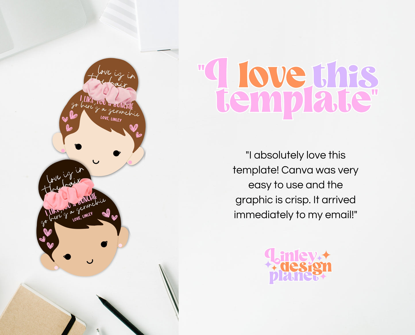 Editable Valentine Srunchie Tag, Scrunchie Labels, Classroom Valentine Cards, Scrunchie Favor Tag, Valentine's Day Card, Valentine Hair Gift