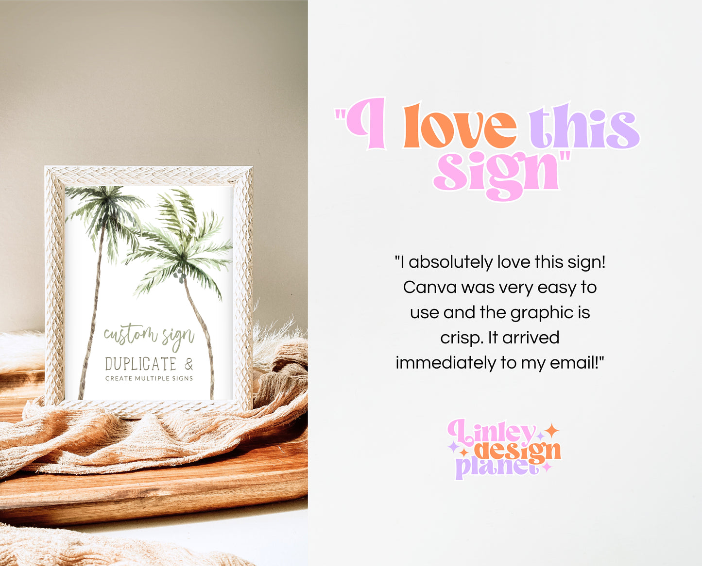 Editable Custom Palm Birthday Sign Poster Banner or Table Sign Summer Beach Party Decor Palm Tree Printable Download Fully Customisable AB11