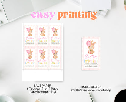Editable Easter Bunny Bait Tag, Easter Bunny Food Tag, Easter Basket Party Favor Tag, Easter Classroom Gift Tag, Pink Tag, Instant Download,
