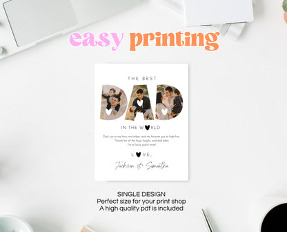 Editable Modern Father's Day Photo Sign, Printable Minimalist Father's Day Sign, Fathers Day Gift Sign, Happy Father's Day, Instant Download