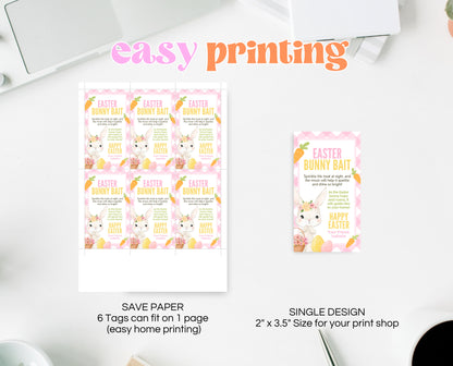 Editable Easter Bunny Bait Tag, Easter Bunny Food Tag, Easter Basket Party Favor Tag, Easter Classroom Gift Tag, Pink Tag, Instant Download