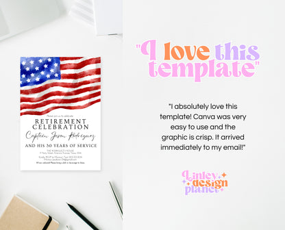 Editable Retirement Party Invitation, Retirement Invite Download, Military Retirement Invite, Navy Marine Retirement Party, Army Air Force