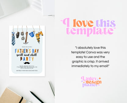 Editable Father's Day Invitation, Printable Minimalist Fathers Day Invitation, Fathers Day BBQ Invite, Father's Day Invite, Instant Download