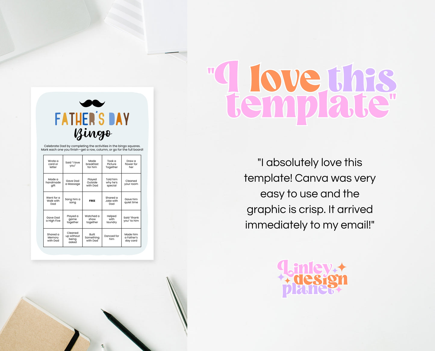 Editable Father's Day Bingo Game, Printable Father's Day Bingo Activity, Fathers Day Game With Kids, Father's Day Games, Instant Download