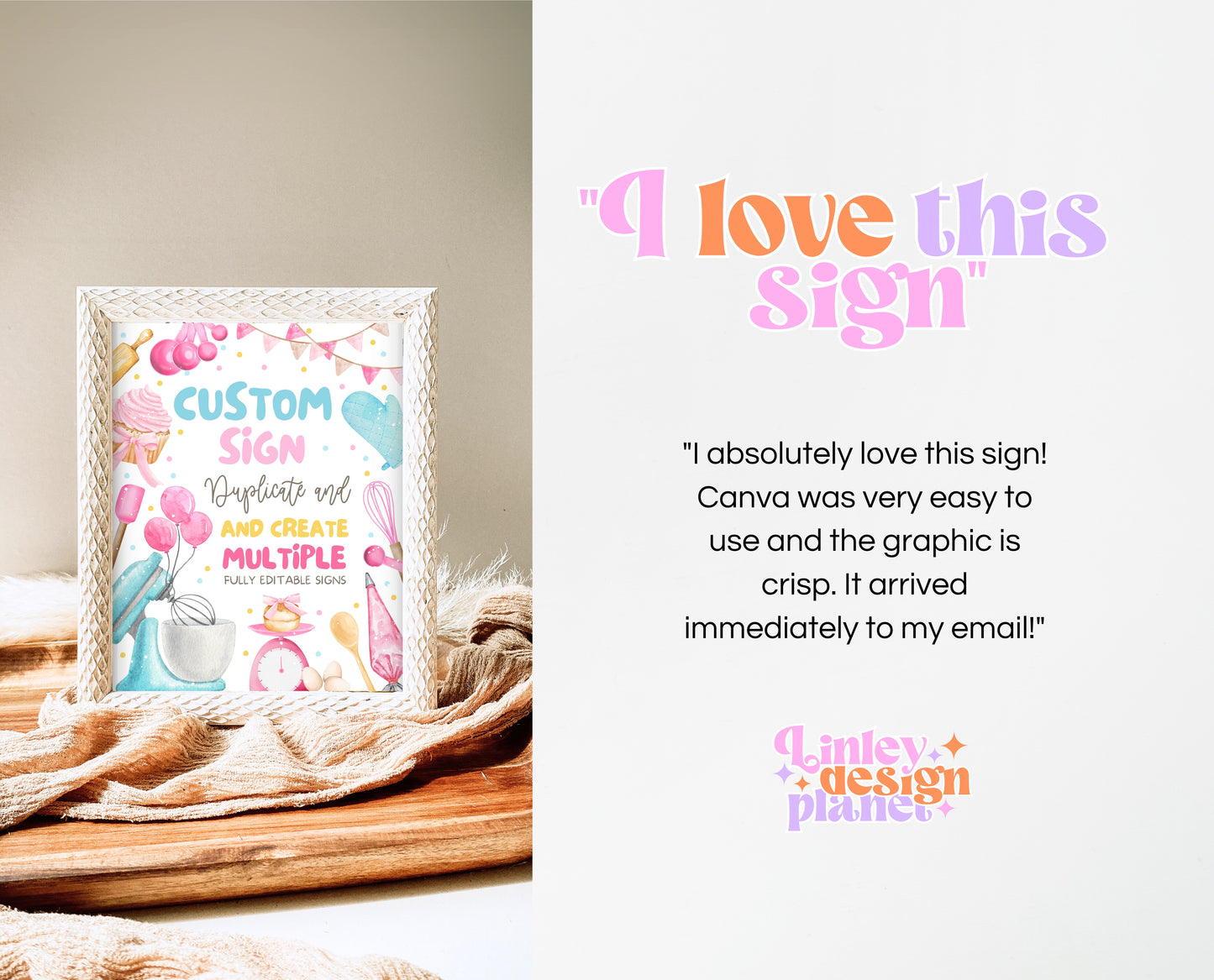 Editable Custom Birthday Party Sign Fully Editable Kids Cooking Party Welcome Poster Chef Party Banner Pink Baking Instant Download GBP50