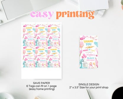 Editable Custom Birthday Favor Tag Fully Editable Kids Cooking Party Thank You Tag Chef Party Label Pink Baking Party Gift Tag Instant Download GBP50