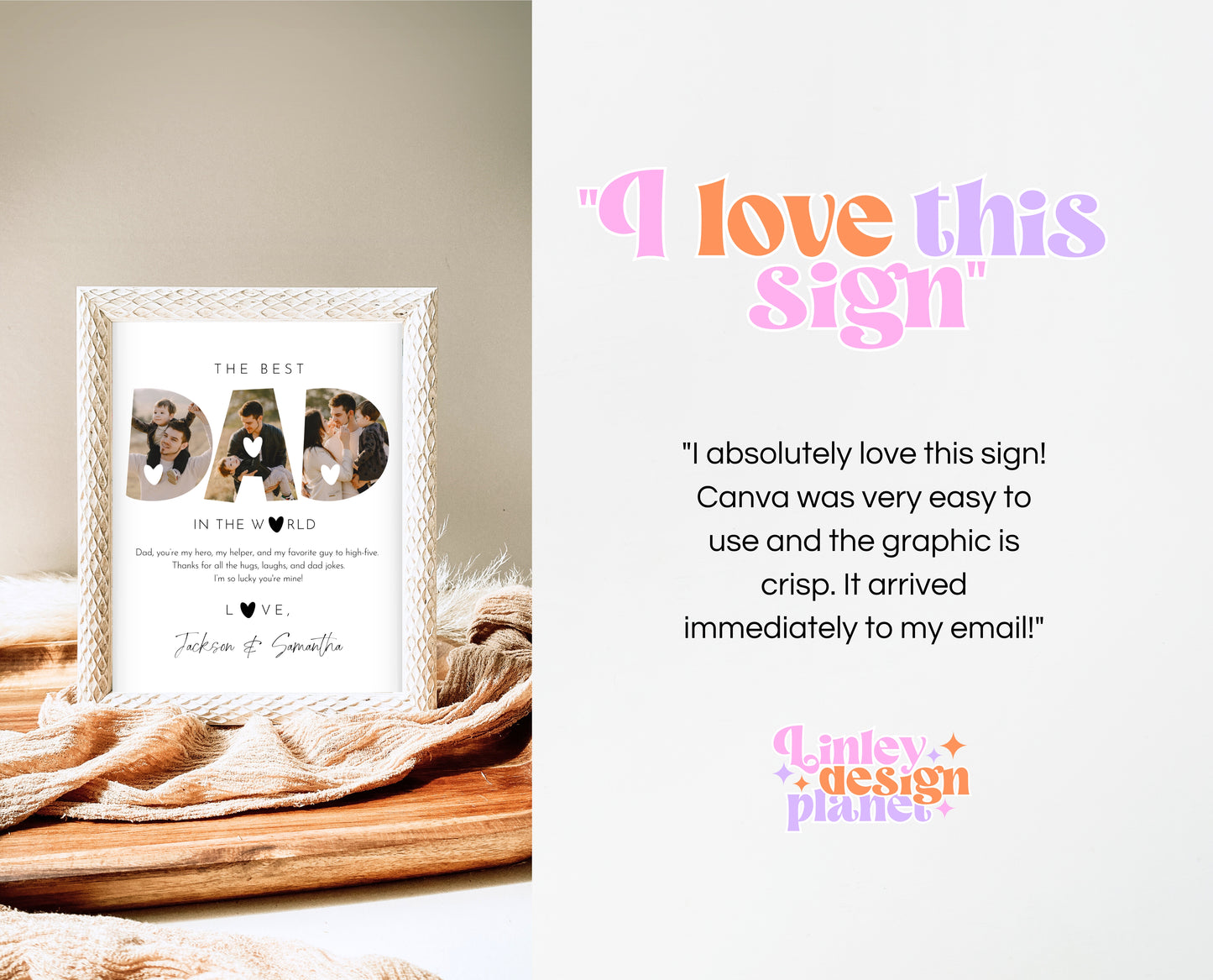 Editable Modern Father's Day Photo Sign, Printable Minimalist Father's Day Sign, Fathers Day Gift Sign, Happy Father's Day, Instant Download