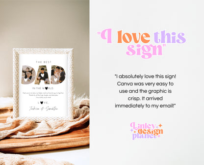 Editable Modern Father's Day Photo Sign, Printable Minimalist Father's Day Sign, Fathers Day Gift Sign, Happy Father's Day, Instant Download