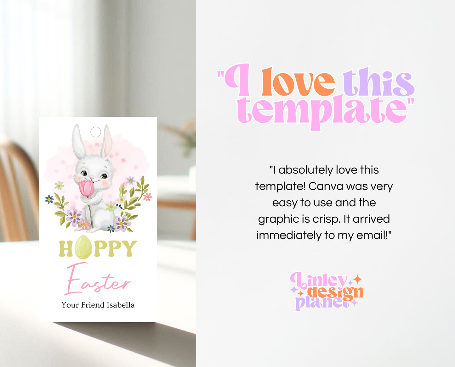 Editable Happy Easter Gift Tag, Hoppy Easter Gift Tag, Easter Friend Tag, Teacher Classroom Tag, Easter Treat Gift Tag, Instant Download