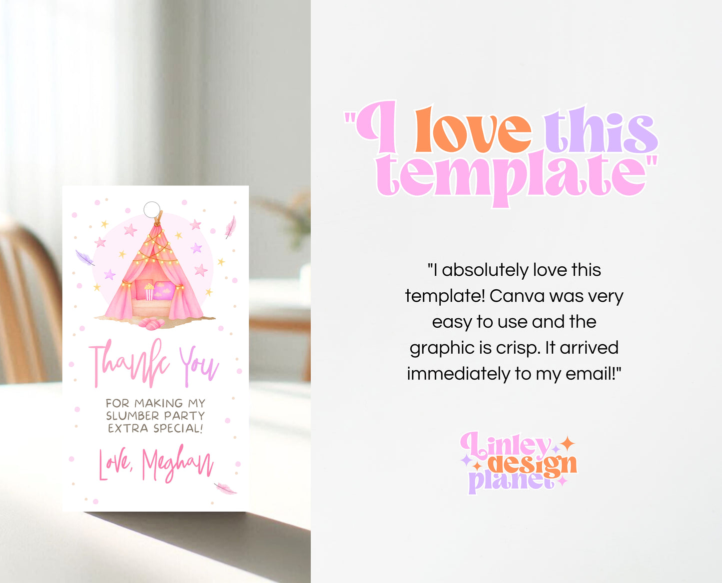 Editable Slumber Party Favor Tag Thank You Gift Tag Spa Sleepunder Glamping Theme Tween Teen Printable Template Instant Download GBP51