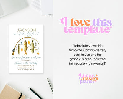 Editable Fishing Birthday Invite O Fish Ally The Big One Gone Fishing Boy Template Printable Digital Outdoor Party Instant Download BBP18