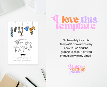 Editable Father's Day Invitation, Printable Minimalist Fathers Day Invitation, Fathers Day BBQ Invite, Father's Day Invite, Instant Download