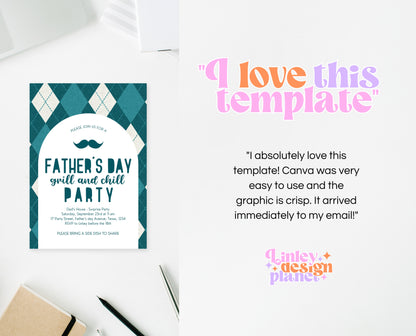 Editable Father's Day Invitation, Printable Minimalist Fathers Day Invitation, Fathers Day BBQ Invite, Father's Day Invite, Instant Download