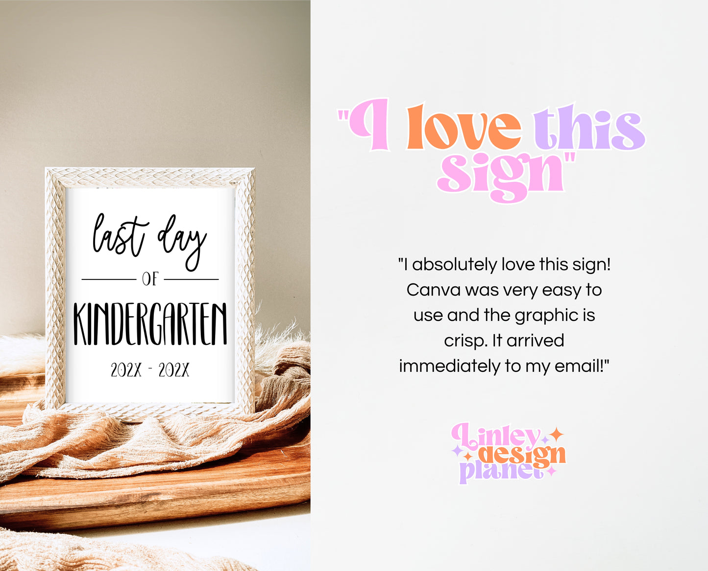 Editable First Day of Kindergarten Sign, Printable Simple Kindergarten Sign, Minimalist Modern Starting Kindergarten Sign, Instant Download