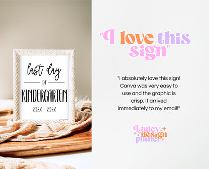 Editable First Day of Kindergarten Sign, Printable Simple Kindergarten Sign, Minimalist Modern Starting Kindergarten Sign, Instant Download