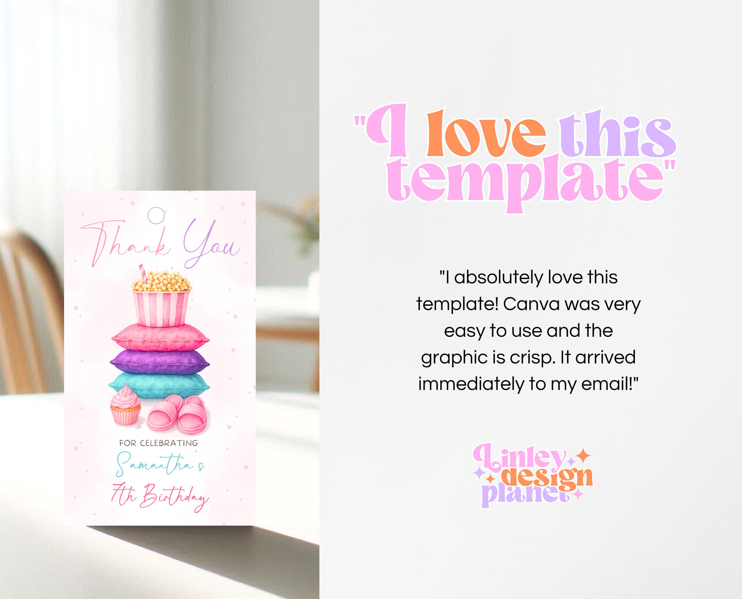 Editable Slumber Party Favor Tag Thank You Gift Tag Spa Sleepover Glamping Theme Tween Teen Printable Template Instant Download GBP52