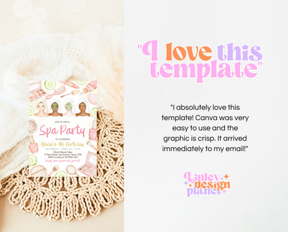 Editable Spa Girls Birthday Invitation, Spa Party Invite, Pamper Birthday Invite, Neutral Glam Party Invite, Spa Girl Birthday Invite, GBP09