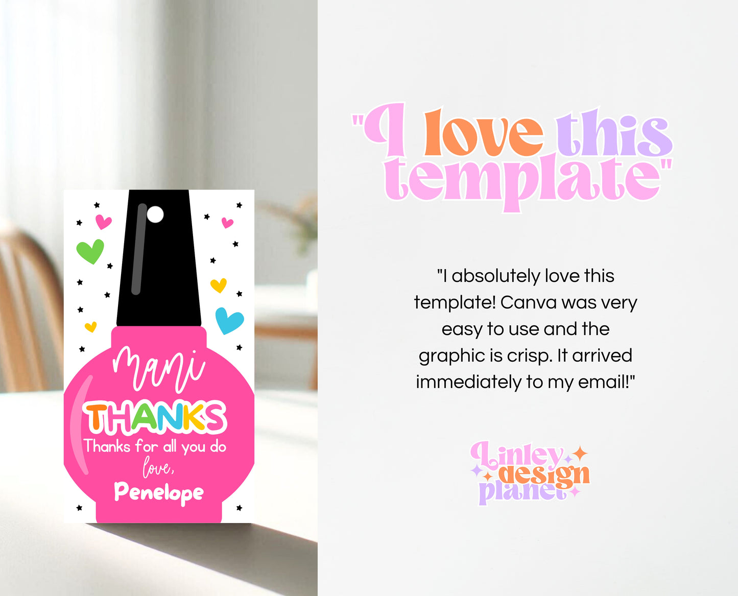 Editable Nail Polish Appreciation Gift Tag, Printable Mani Thanks Teacher Staff Favor Tag, Editable Manicure Thank You Tag, Instant Download