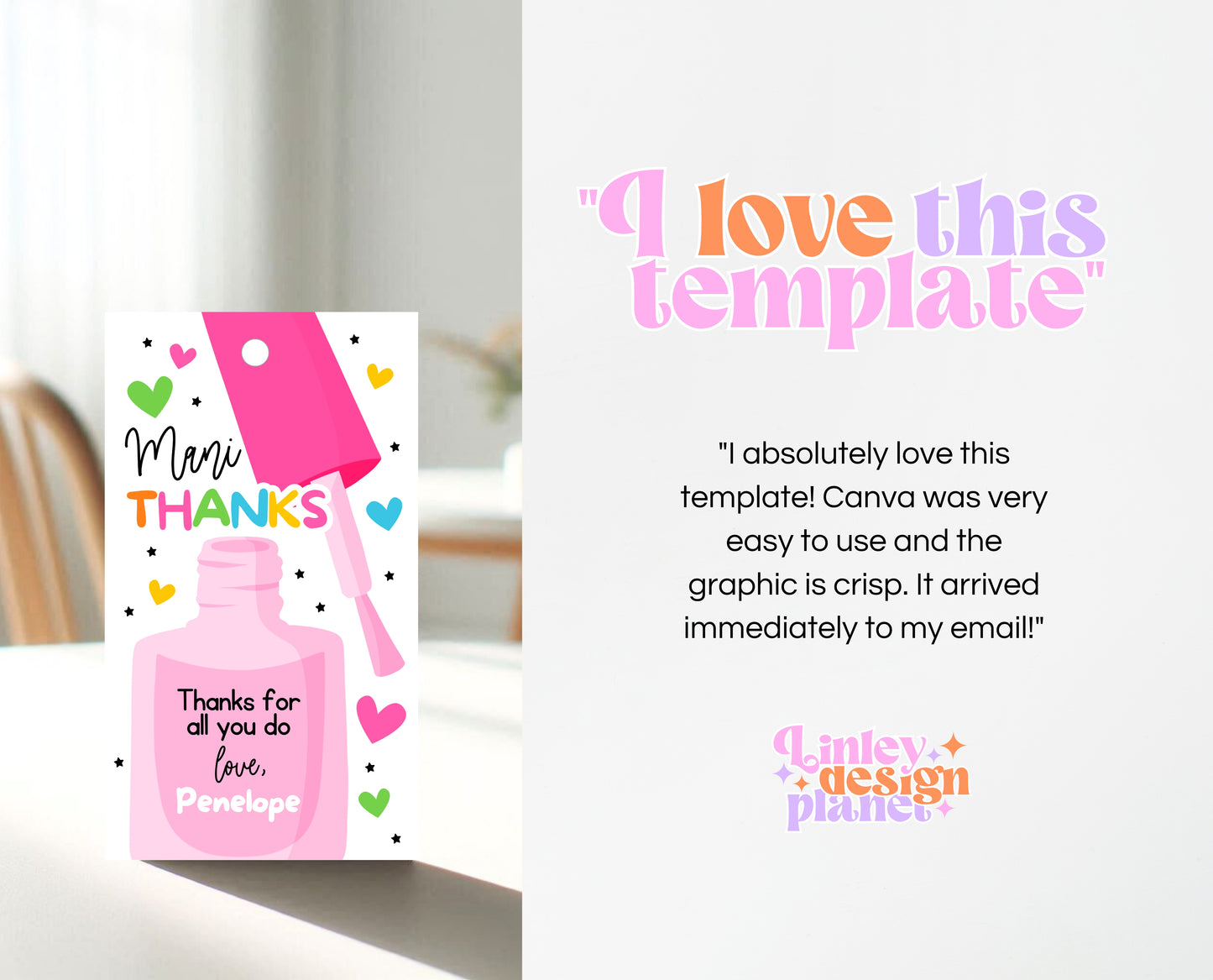 Editable Nail Polish Appreciation Gift Tag, Printable Mani Thanks Teacher Staff Favor Tag, Editable Manicure Thank You Tag, Instant Download