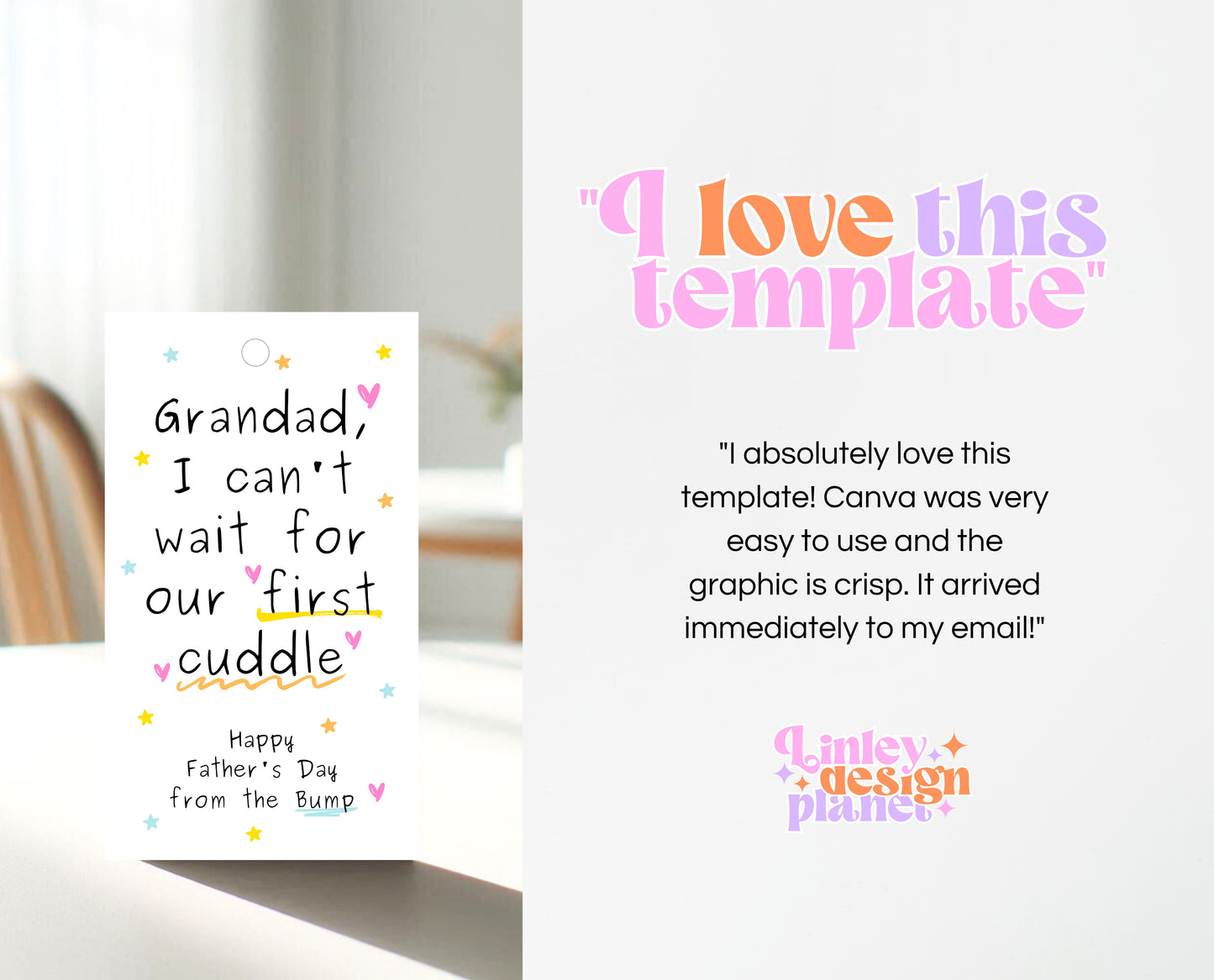 Editable From The Bump Grandad Father's Day Gift Tag, Printable I Can't Wait For Our First Cuddle Favor Tag, Dad Gift Tag, Instant Download