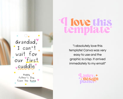 Editable From The Bump Grandad Father's Day Gift Tag, Printable I Can't Wait For Our First Cuddle Favor Tag, Dad Gift Tag, Instant Download