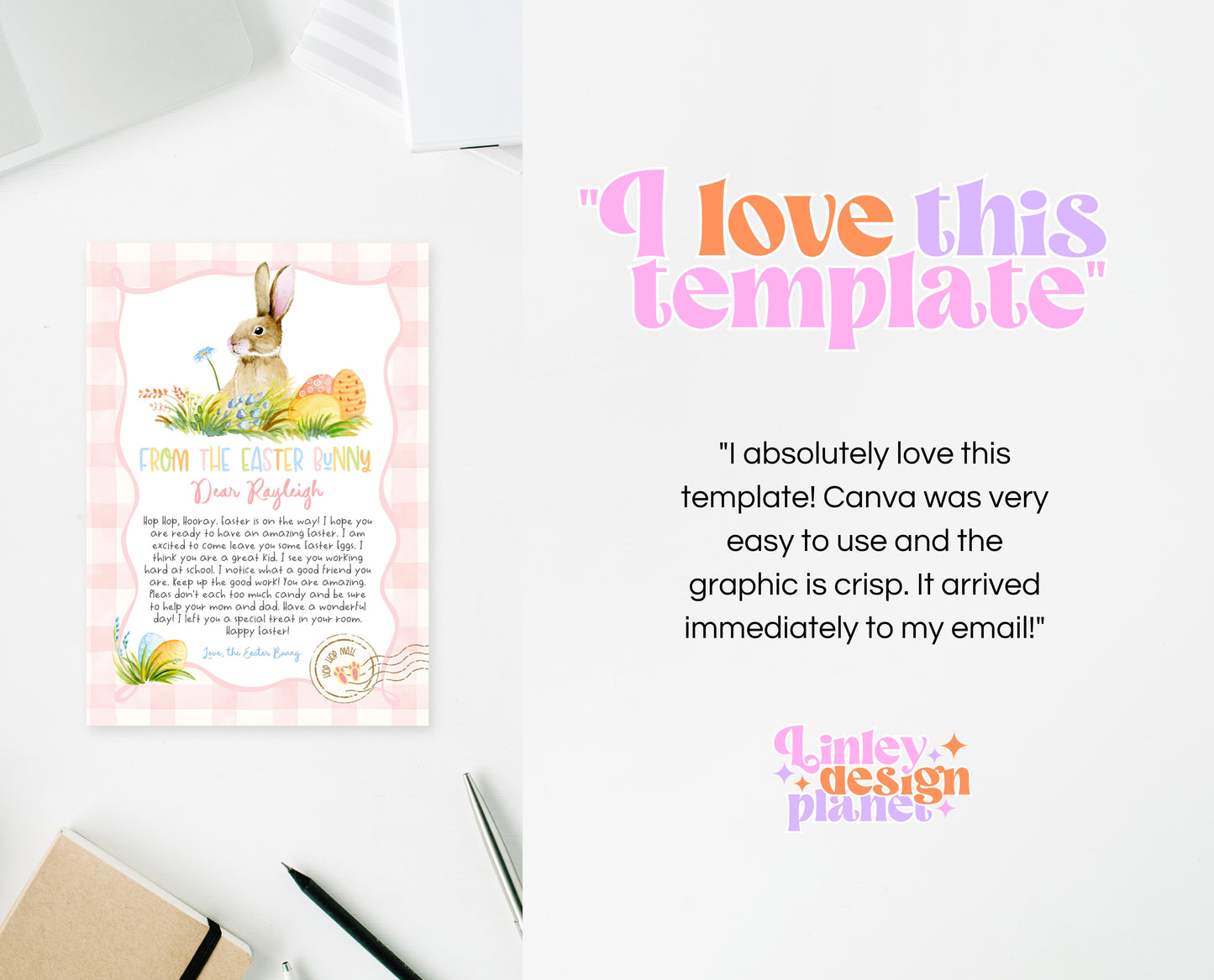 Editable Easter Bunny Easter Basket Letter, Personalized Letter From The Easter Bunny, Easter Bunny Morning Letter, Instant Download, EPC13
