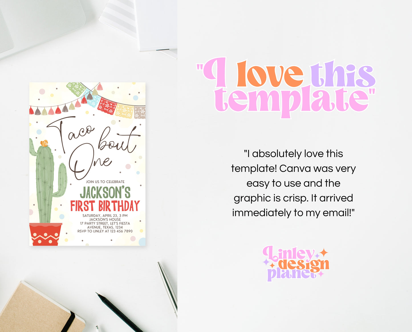 Editable Fiesta Taco Bout One Birthday Invitation, 1st Fiesta Birthday, Cactus Mexican Invite, Boy, Girl, Instant Download, Printable, BBP05