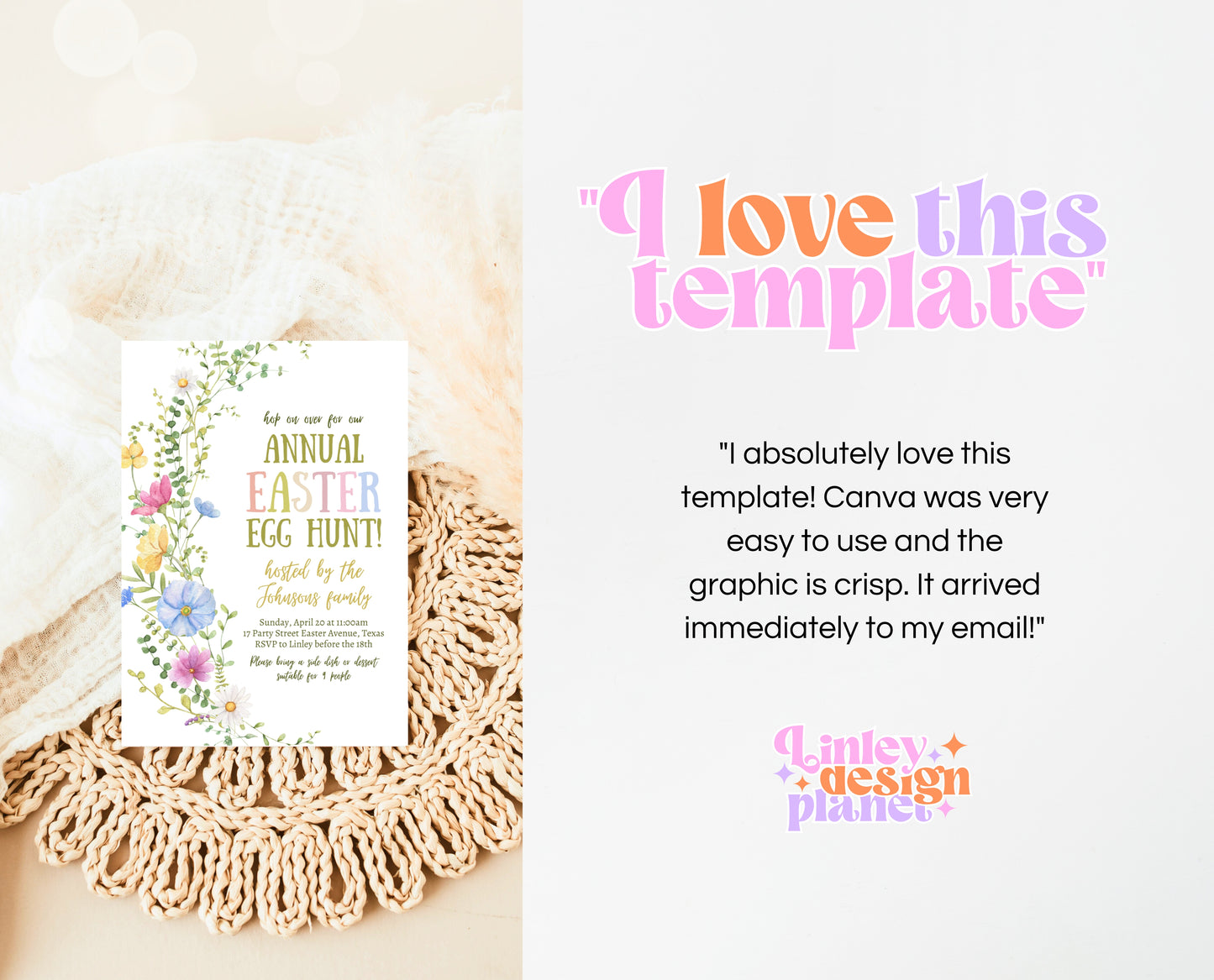 Editable Floral Easter Brunch Invitation, Printable Easter Party Invitation, Wildflower Easter Invite, Boho Floral Easter Brunch Invitation