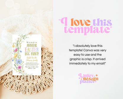 Editable Floral Easter Brunch Invitation, Printable Easter Party Invitation, Wildflower Easter Invite, Boho Floral Easter Brunch Invitation