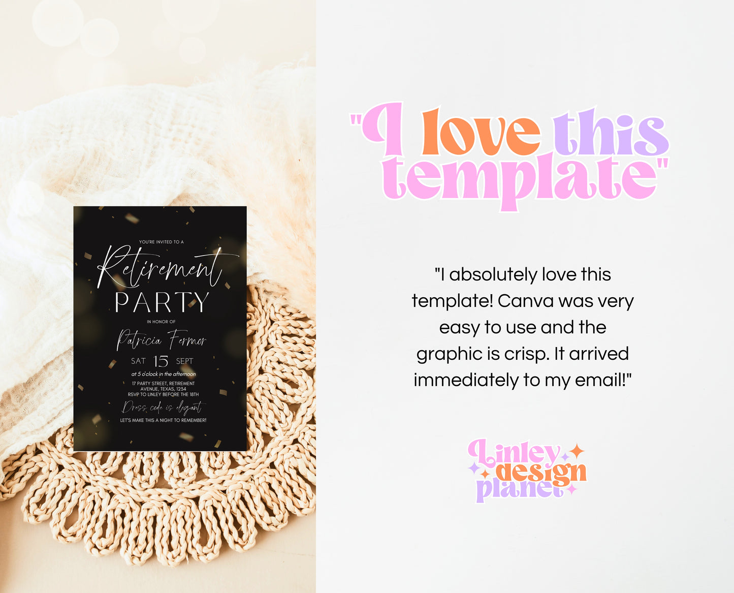 Editable Retirement Party Invitation, Retirement Invitation, Modern Retirement Invite, Minimalist Retirement Party Invite, Instant Download