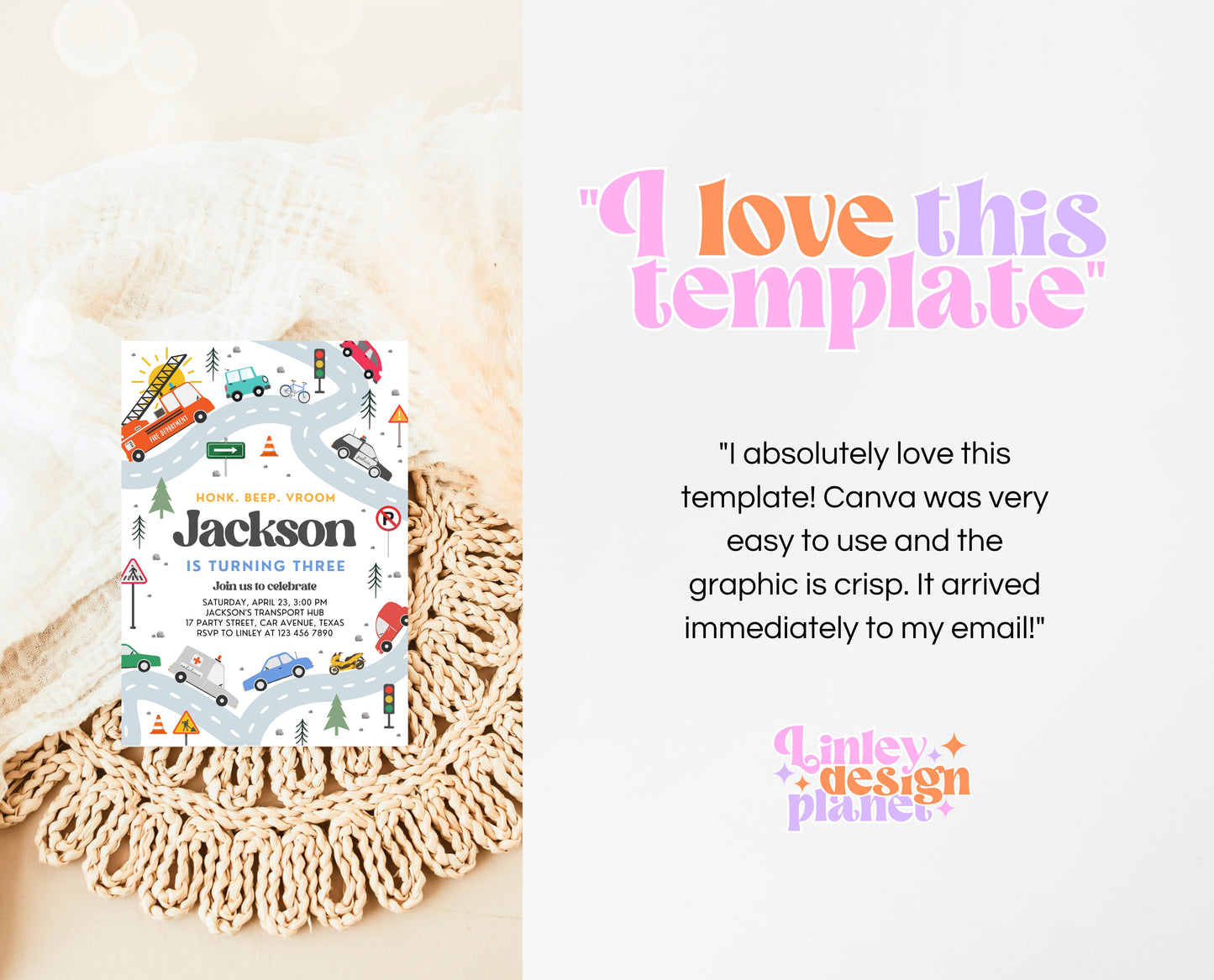 Editable Transportation Birthday Invitation, Truck Birthday Invitation, Cars Birthday Invite, Truck and Cars Birthday Invitation, BBP04