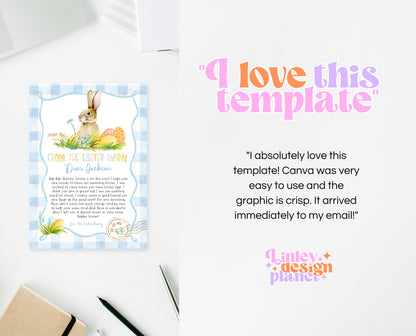 Editable Easter Bunny Easter Basket Letter, Personalized Letter From The Easter Bunny, Easter Bunny Morning Letter, Instant Download, EPC14