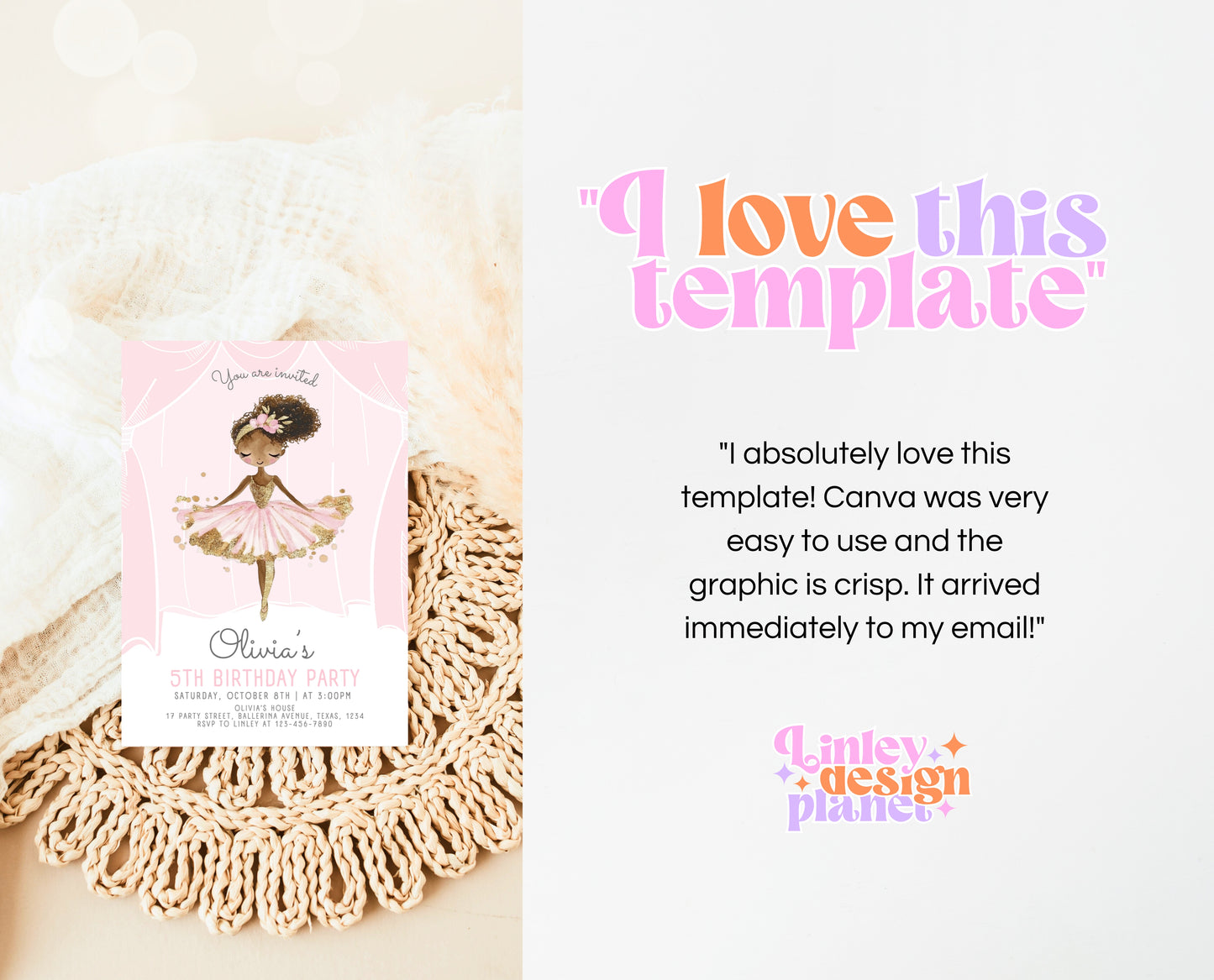 Editable Ballerina Birthday Invitation, Pink Ballet Birthday Invite, Ballet Dancer Party, Printable Ballet Invite, Instant Download, GBP49