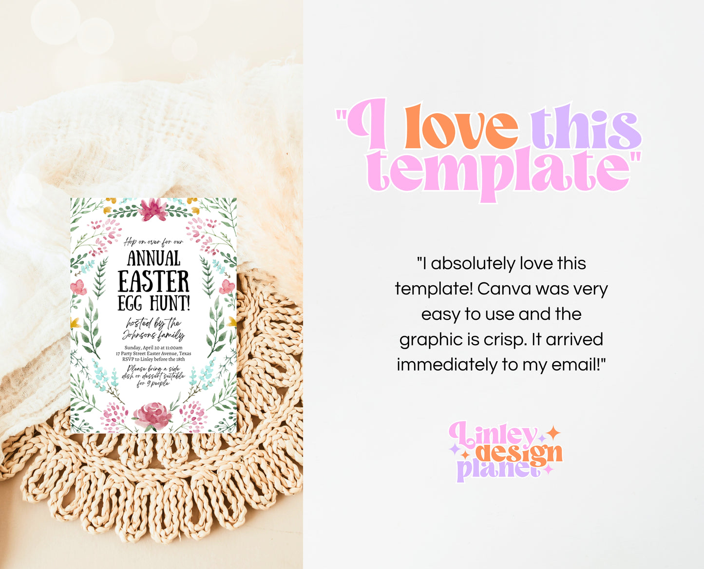 Editable Floral Easter Brunch Invitation, Printable Easter Party Invitation, Wildflower Easter Invite, Boho Floral Easter Brunch Invitation