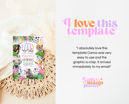 Editable Party Animals Birthday Invitation Jungle Safari Birthday Invite Template Wild Animal Birthday Party Printable Digital Download