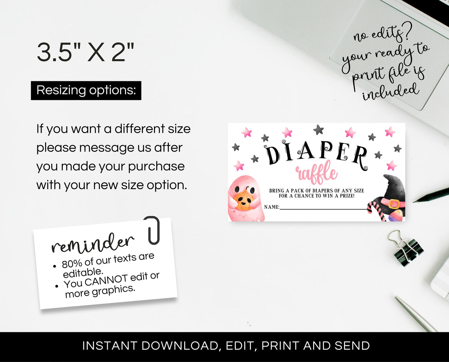 Editable Halloween Diaper Raffle, Halloween Baby Shower Game, Printable Halloween Diaper Raffle