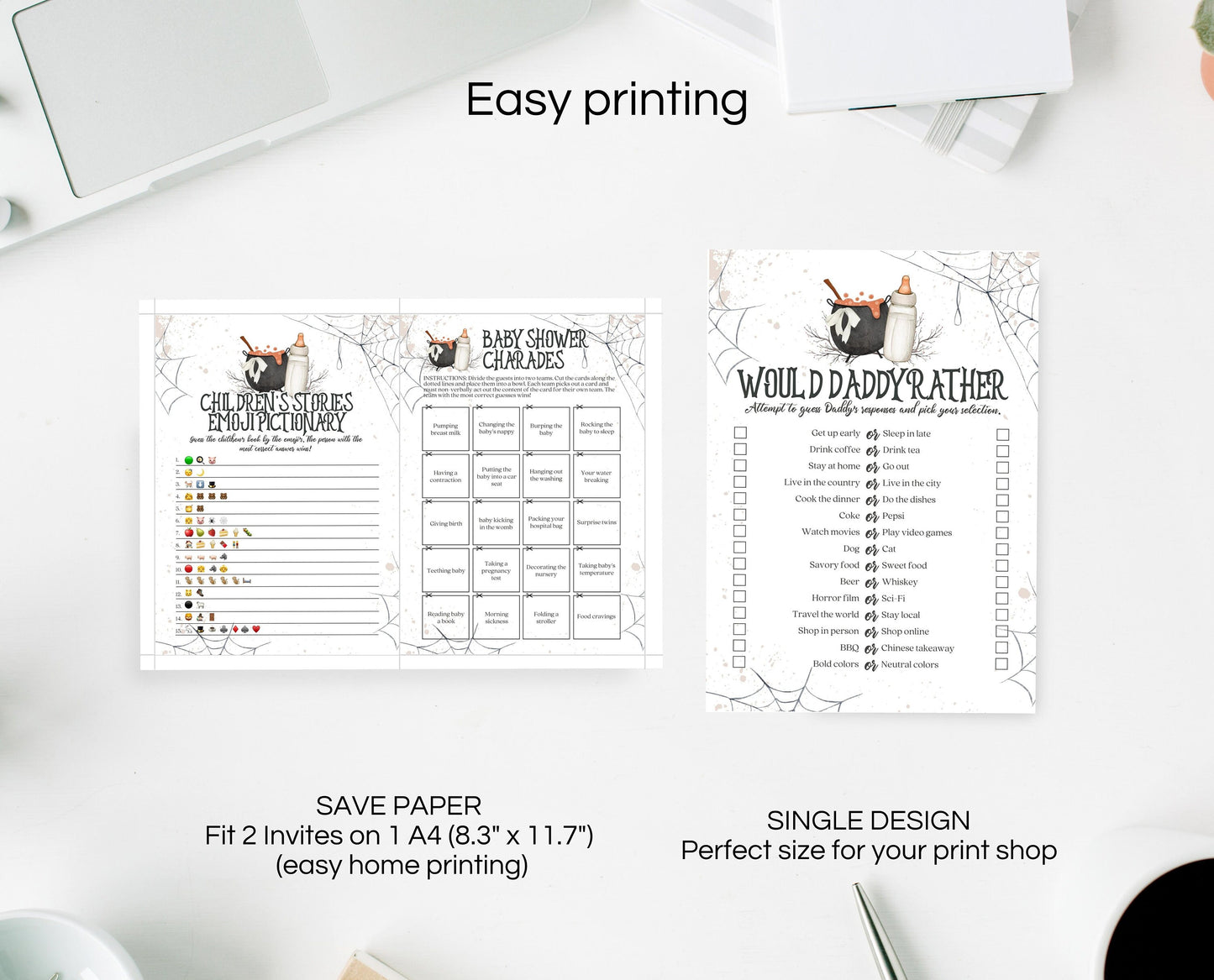 A Baby is Brewing Halloween Baby Shower Games Bundle, Neutral Halloween Baby Shower Games, Witch Baby Shower Games, 70 Baby Shower Games