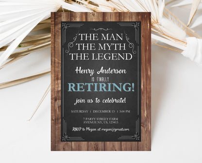 Editable Rustic Retirement Party Invitation Template, Retirement Invite, Digital Retirement Invite, Retirement Rustic Wood Invite