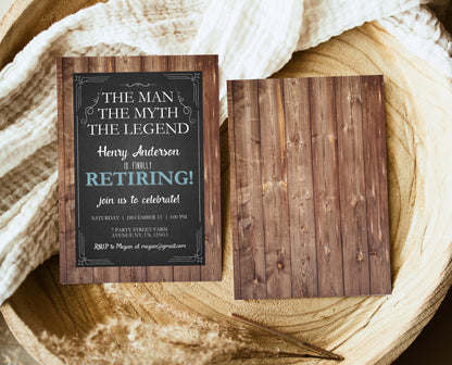 Editable Rustic Retirement Party Invitation Template, Retirement Invite, Digital Retirement Invite, Retirement Rustic Wood Invite
