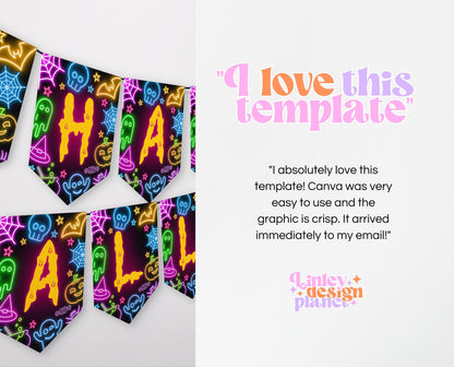Neon Happy Halloween Banner, Printable Neon Halloween Banner, Happy Halloween Banner, Neon Halloween Party Decorations