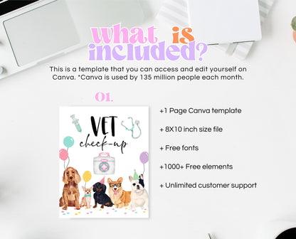 Vet Check Up Sign, Pet Hospital Sign, Puppy Birthday Sign, Dog Birthday Party, Puppy Pet Check-Up Sign, Pawty Theme Decor, GDBP01
