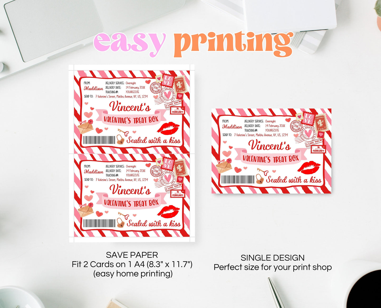Editable Valentines Day Gift Box Label, Personalized Valentine Treat Box Label, Valentines Gift Label Printable Template