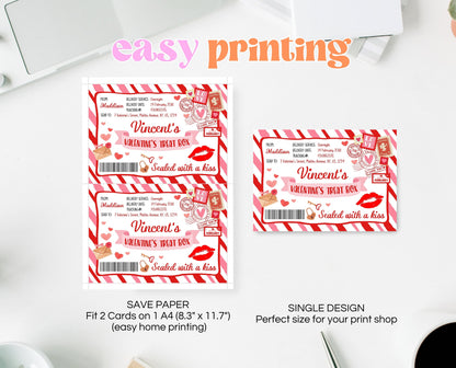 Editable Valentines Day Gift Box Label, Personalized Valentine Treat Box Label, Valentines Gift Label Printable Template