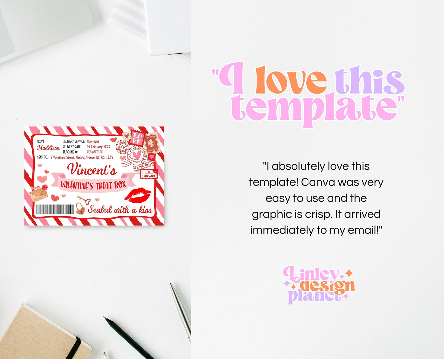 Editable Valentines Day Gift Box Label, Personalized Valentine Treat Box Label, Valentines Gift Label Printable Template